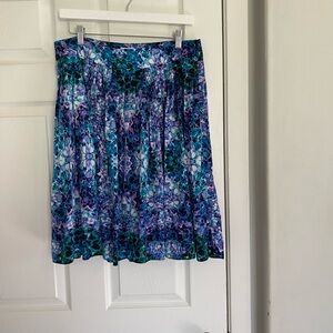 Liz Claiborne purple and teal pleated Knee-Length A-Line Skirt with zipper